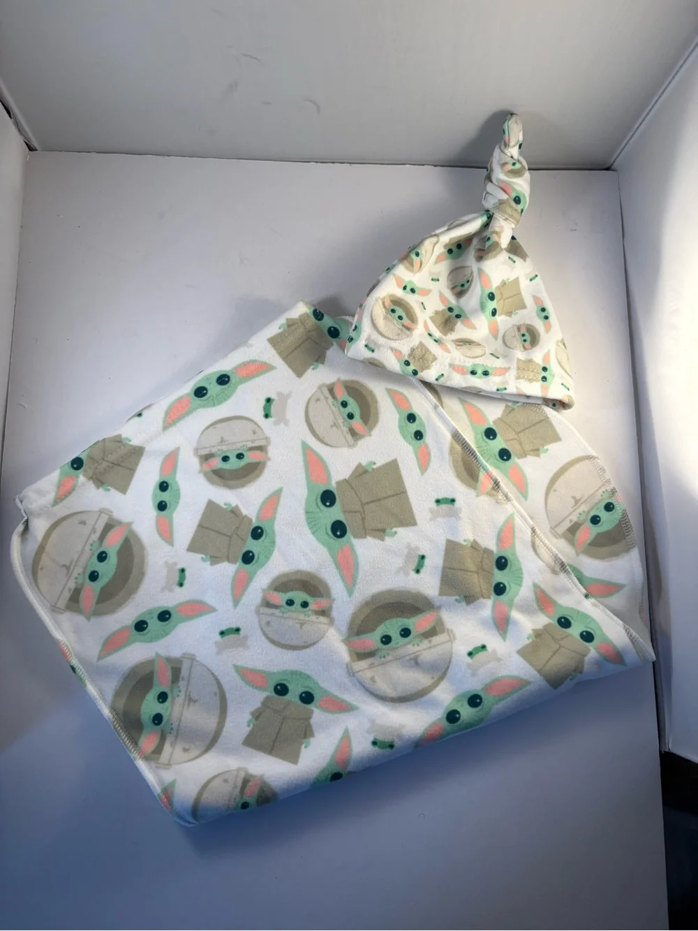 Handmade Fleece Baby Bunting Cocoon Sleep Sack Hat Set Baby Yoda Grogu